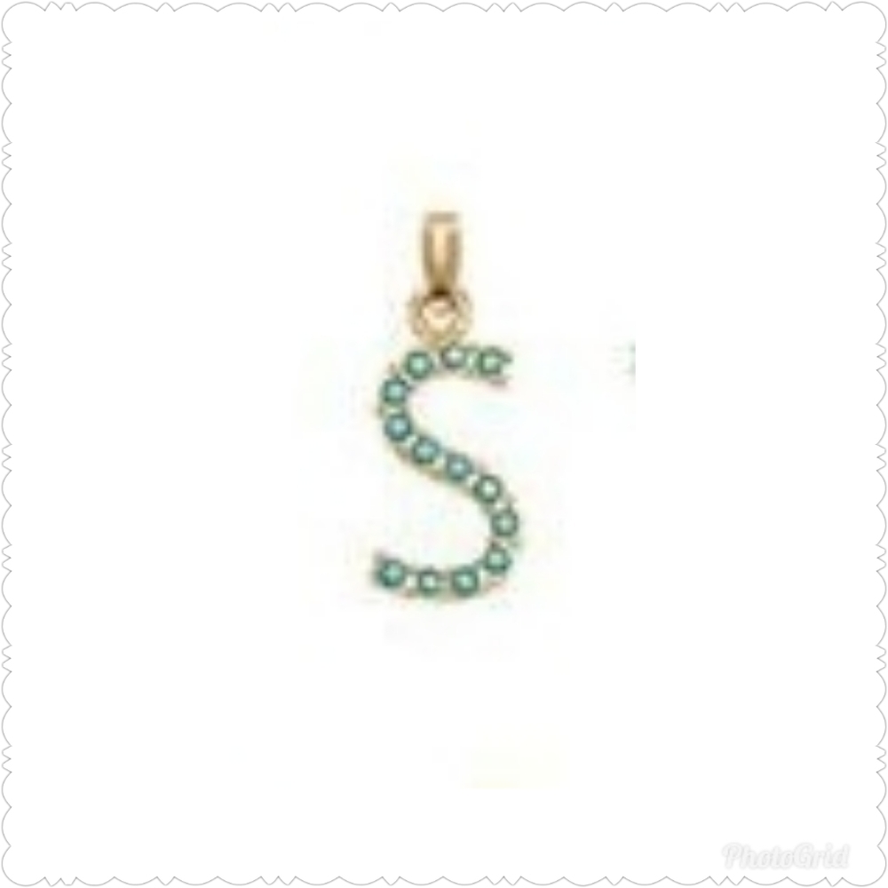 Aqua Initial "S" necklace